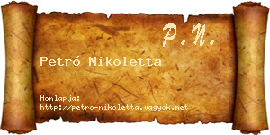 Petró Nikoletta névjegykártya